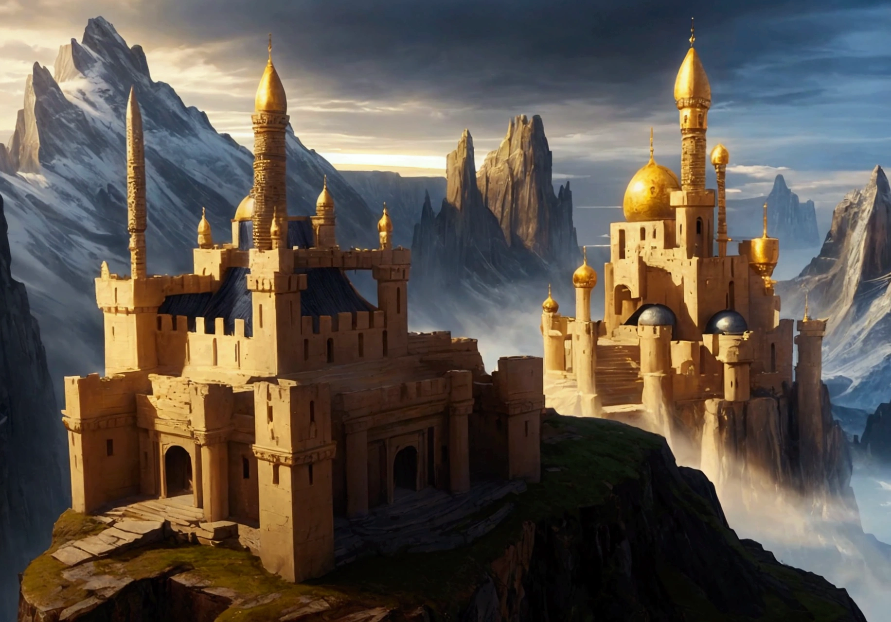 The lightdel kingdom, Highest image quality,background,masterpiece,ancient city,unrest,dark　,fantasy,cliff