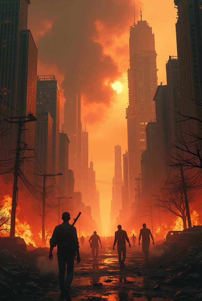 now a representation of the scenario "urban collapse or crisis" which reflects concerns about environmental collapse with the theme "fires and global warming"