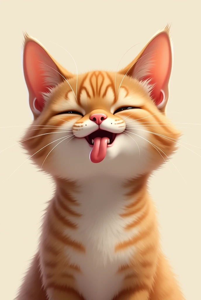 A cat teenager sticks out his tongue