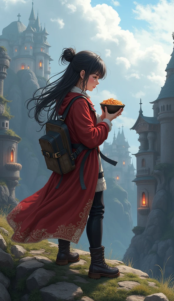 create a card game card with a castle in a kingdom based on fire
