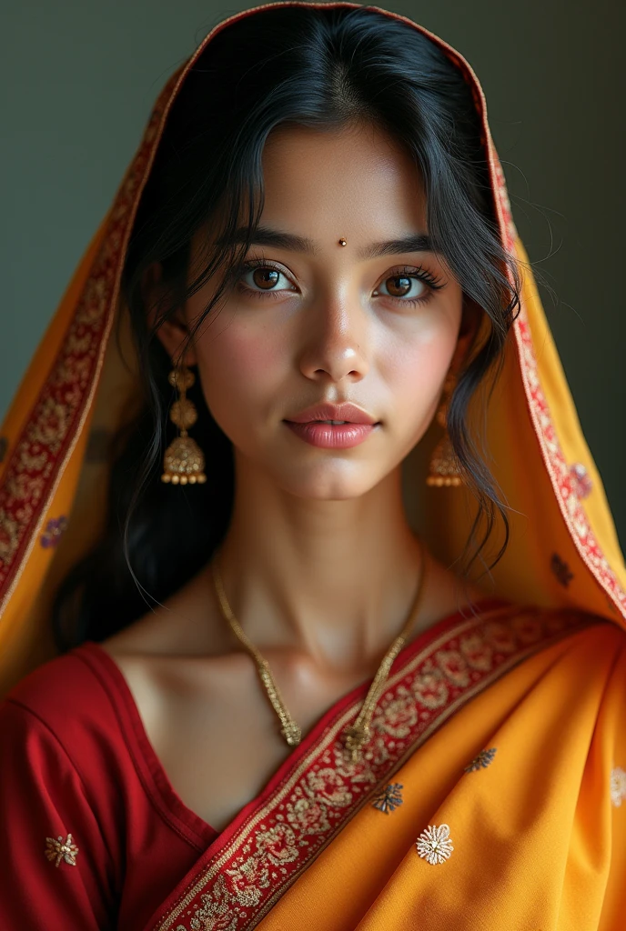 A beautiful face realstick girl in saree