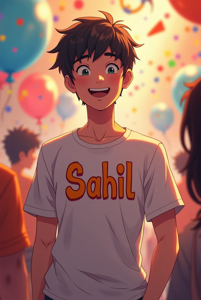 lord krishan happy birthday party with name sahil on t shirt men anime photo