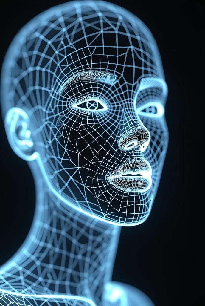 beautiful symmetrical 3d wireframe of a beautiful woman's face