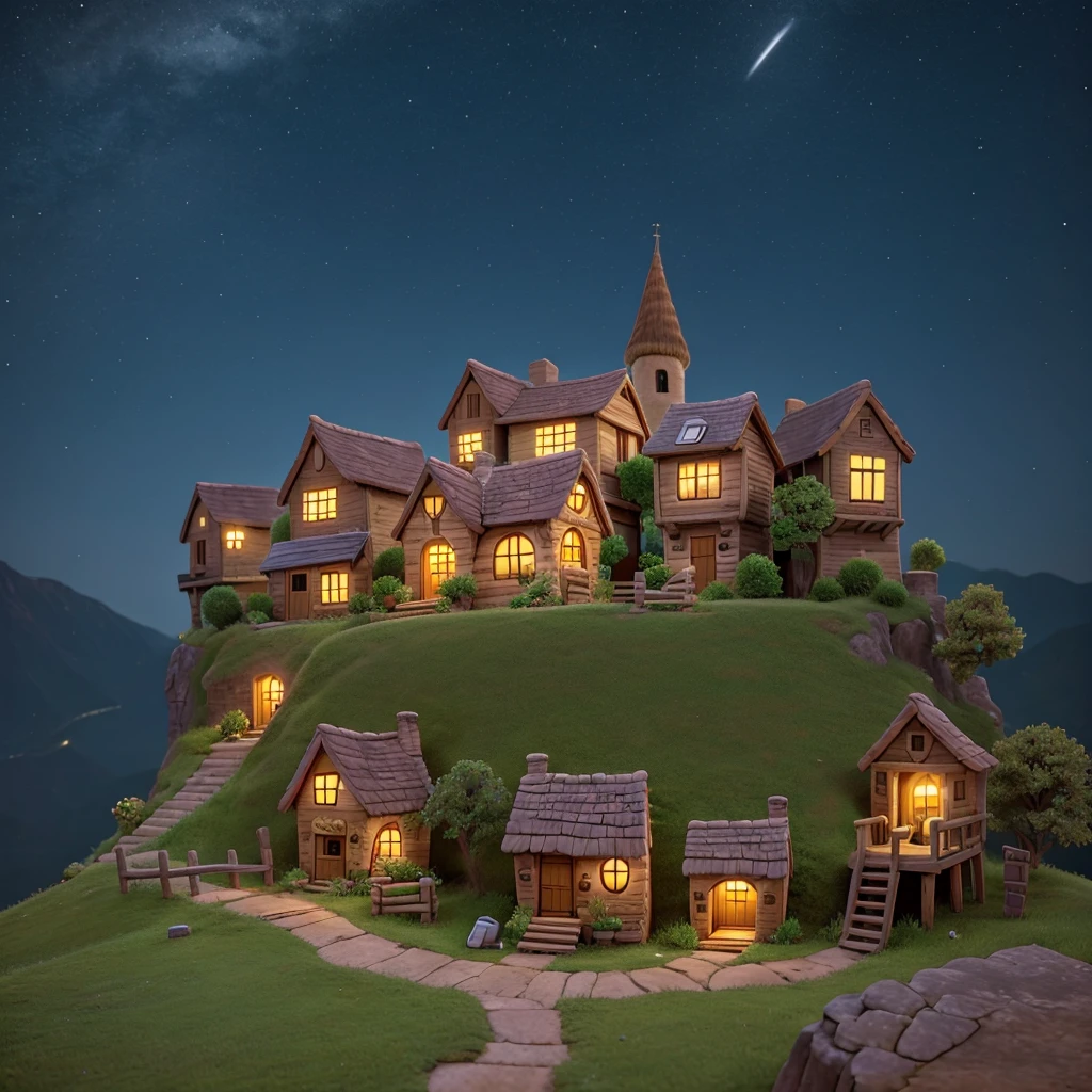 A small old little village at night that nobody around