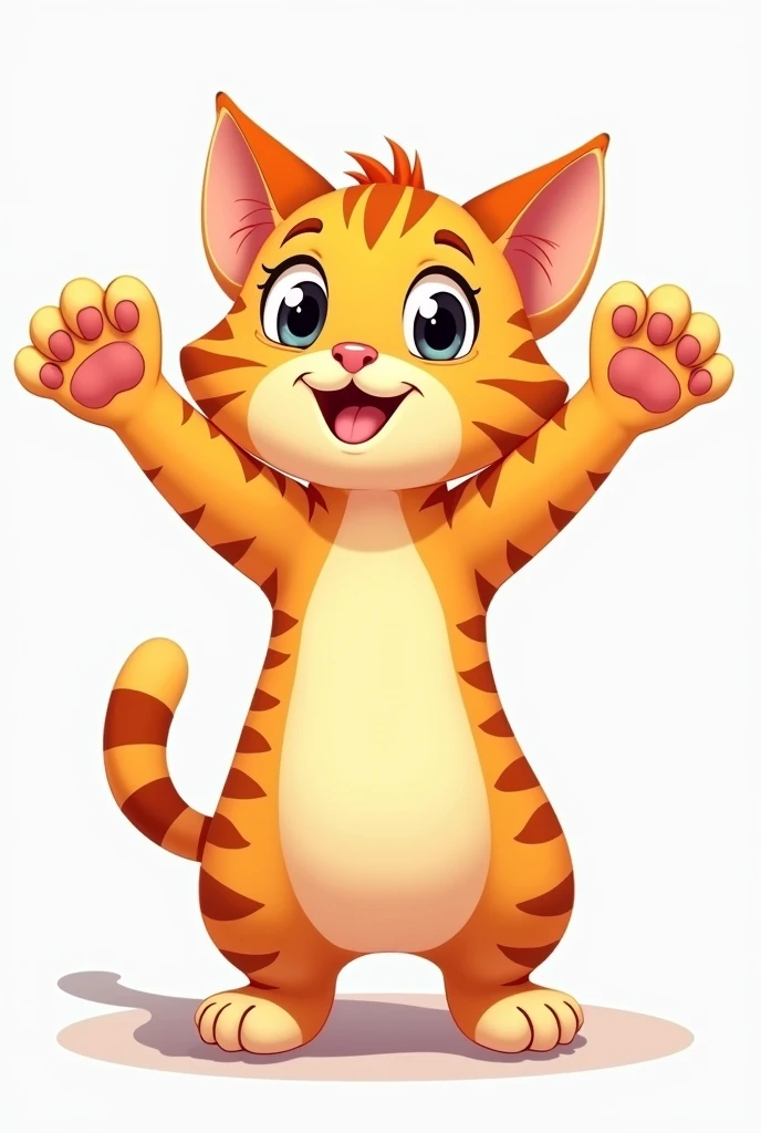 A teenage cat shows his feet