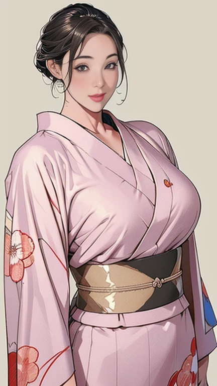 1,Japanese hairstyle,Photorealism,detailed,masterpiece,mature,((full)), (Broad shoulders), ((Huge)),(Beautiful long-sleeved kimono,Kimono,smile,masterpiece,high qualityのAn illustration,, An illustration:Zoe Mozart, pin up art byZoe Mozert, ヴィンテージpin up, ゾーイ・モザートによるAn illustration, girl pin up, pin up girl, pin upポスターガール, pin upガール, pin up, pin upガール,30 years old、high quality,Are standing,High Resolution 4K Information,Kyoto,Cherry tree,