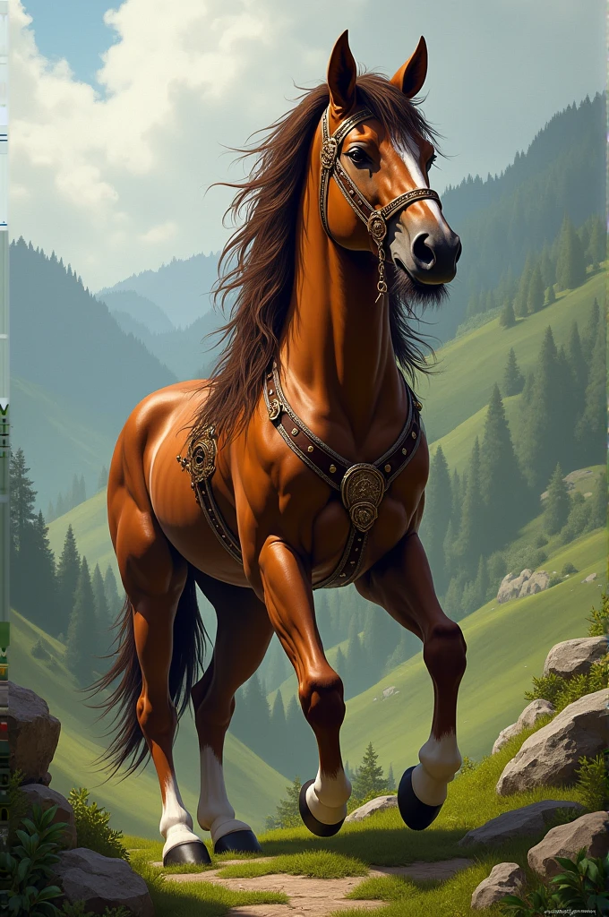 centaur character with long brown hair and mustache rpg