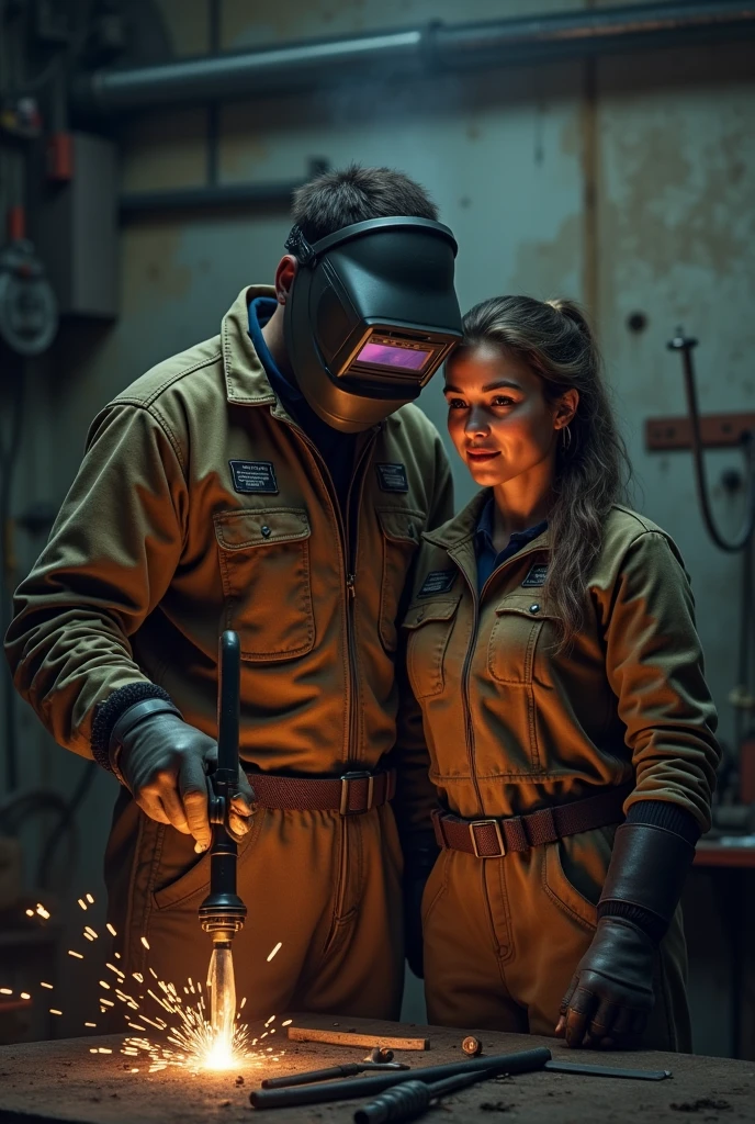 Welder with his wife