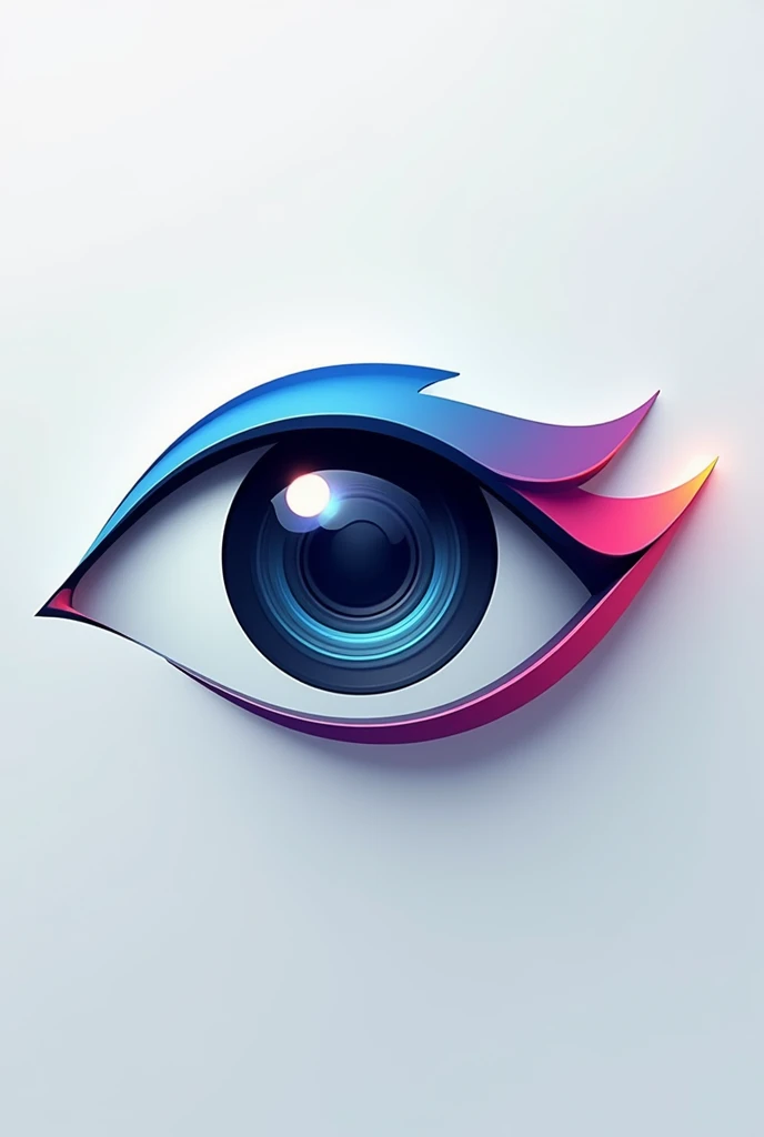 Eye logo with a camera, not realistic 