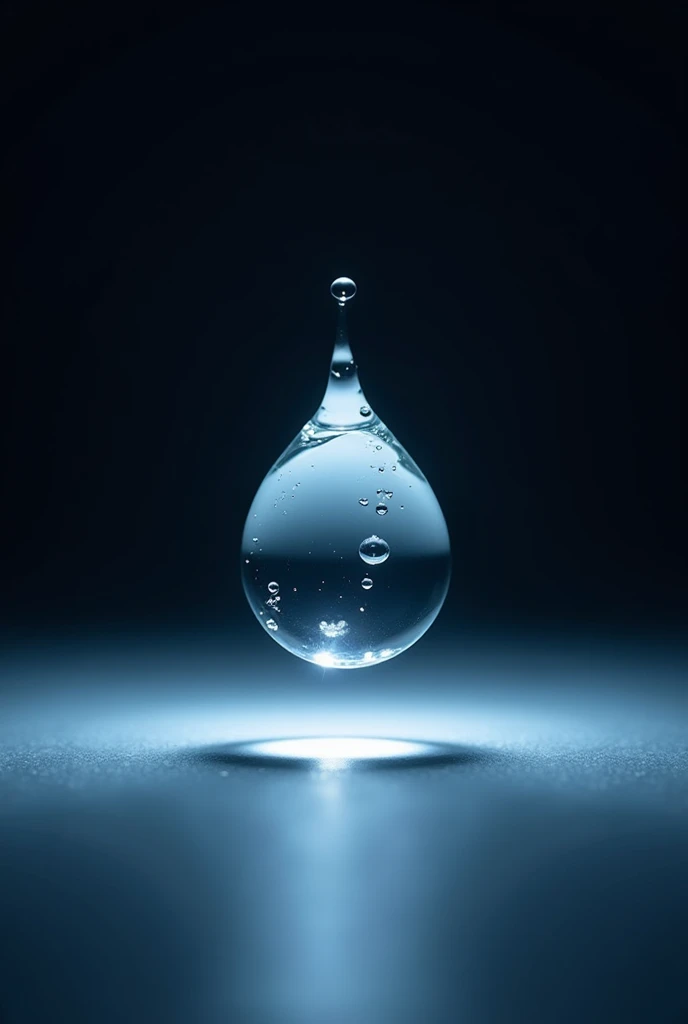 A drop of fresh water with the center of the spotlight illuminated