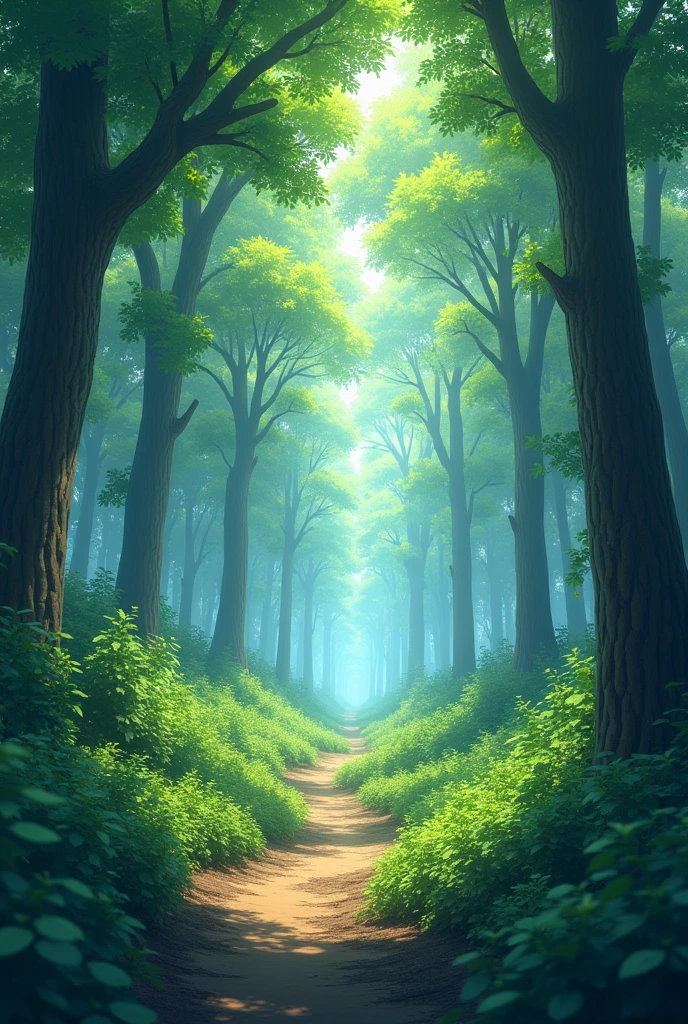 Orzontal forest other perspectives, anime-like tree-side perspective but without characters