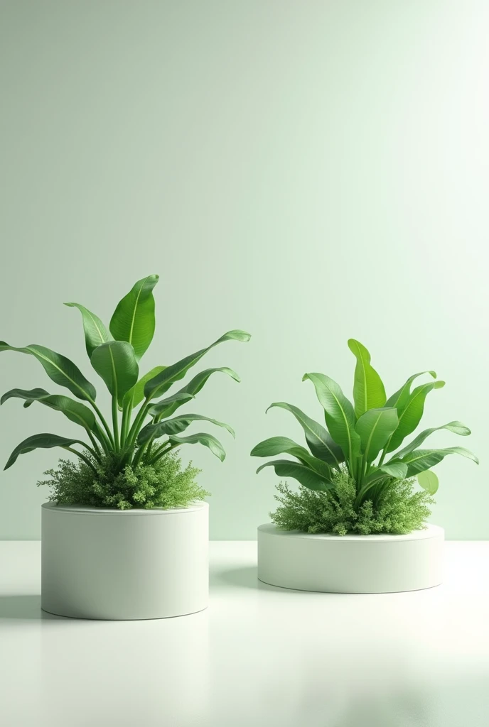 pedestals whit plants and space