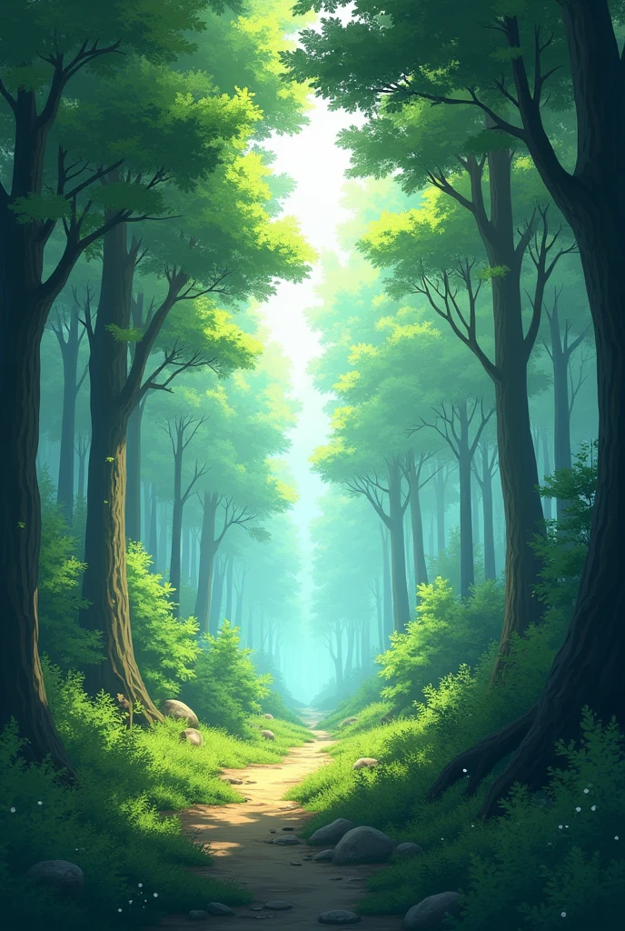 Orzontal forest other perspectives, anime-like tree-side perspective but without characters