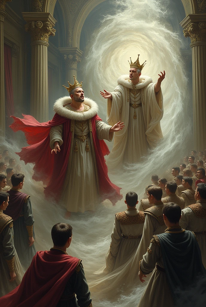 It generates an image of the monarchs being carried away by the ideas of enlightenment