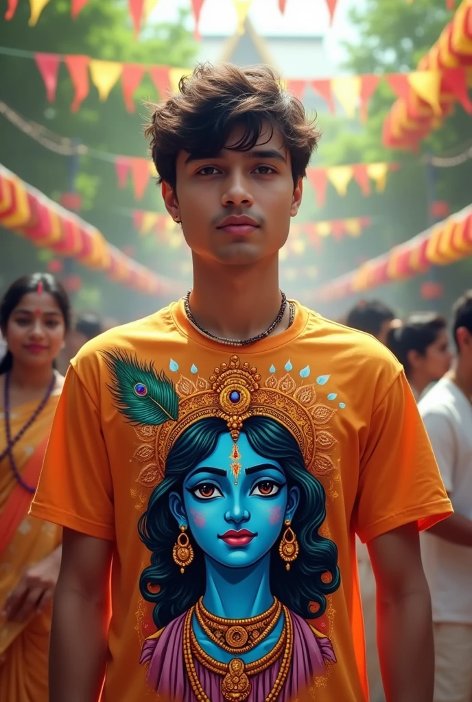 God krishan birthday party's with name sahil on t shirt men anime photo with god krishan