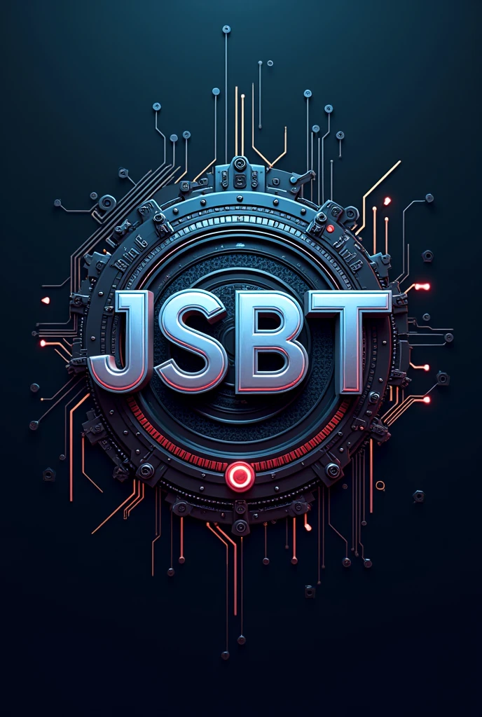 Create a logo for JSBT youtube with using rare front and different animation using robot and mother board in background must have JSBT logo