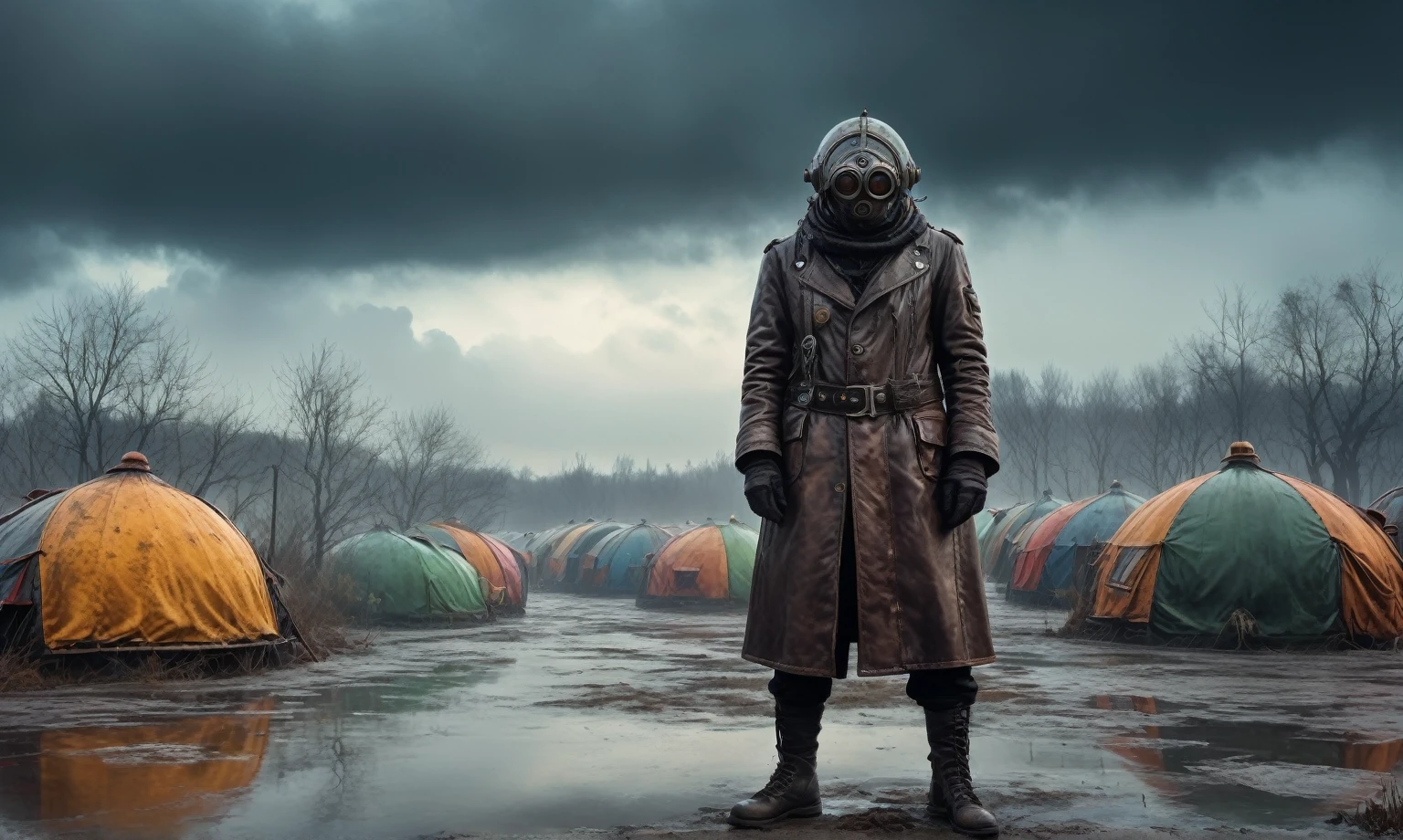 insane pilot from USSR , camouflage Rusty, after a psychiatric clinic,winter,intricate landscape,slate grey atmosphere,film grain,faded,eyes extremely detailed,another world,view from height,once pretty face,eyebrow up,full body shot,ominous landscape, Simon Stalenhag,Nicola Samori,full body shot,beggar paladium The Alien Entity,Technicolor,natural skin textures, hyper realism, hyper detailed,Extremely detailed,High contrast,Masterpiece,Realistic,Ultra Detailed, intricate details,realistic humid leather,extremly intricate,Epic Realistic, cinematic style,irina yermolova,high contrast,hdr,extremely detailed, deep night landscape,masterpiece,intricate details,faded,eyes extremely detailed, high detailed eyes,8k resolution,RAW,retina, Nikon Z9,China,tkt style, transition between two art styles, Ink painting to photorealism, Double contact, X-ray, Creative, vivid light, masterpiece, fantasy, Abstract Surrealism, super detailed, high resolution, stop:35;Her skin is pale, almost translucent,ancient rock,a hot air soars through the layers of clouds, revealing a colossal and enigmatic cityscape nestled within. The buildings in this ethereal city are adorned with intricate details and exude an aura of mystery. Above the cityscape, lend an enchanting touch to the scene. steampunk. The intricate mechanics create a sense of wonder and fascination, as if stepping into a dreamlike realism,Marta Bevacqua, ais-sinisterz, a derelict circus in the middle of a swamp, remnants of colorful tents, a silent carousel with spectral monsters, all under a sky heavy with storm clouds