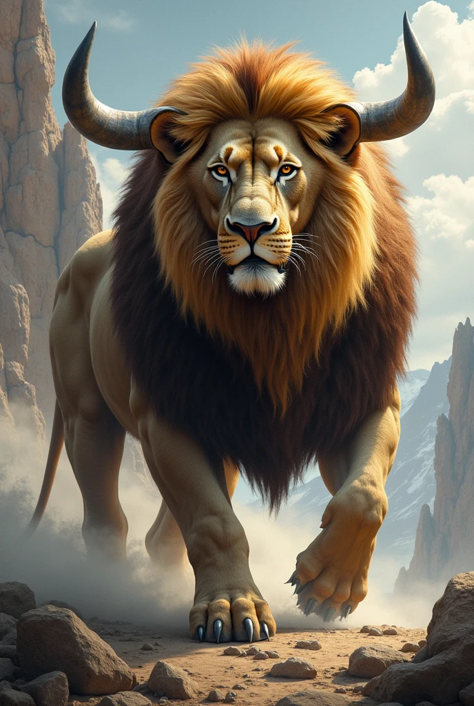 Make me a lion with a bull