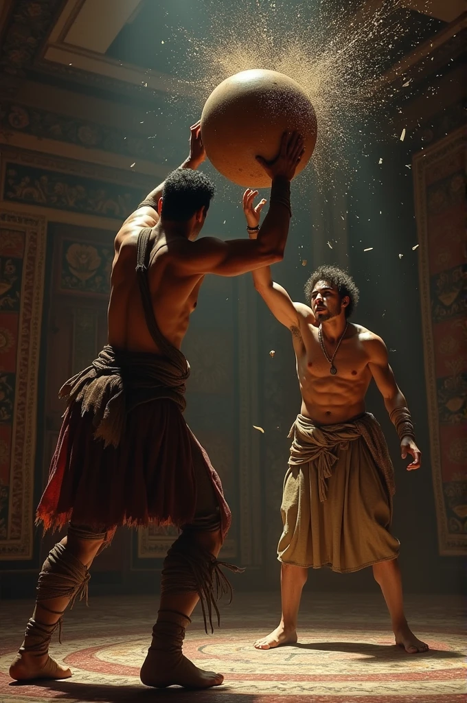 Create the character who broke the vase on Pizarro's head so that it looks realistic