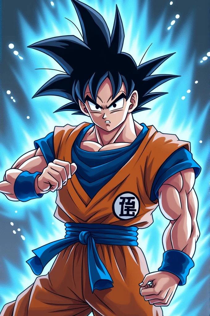Make a picture of goku mui very very angry make it angry super sayian blue