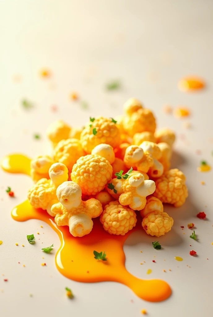 corn popcorn and topped with a ceviche sauce
