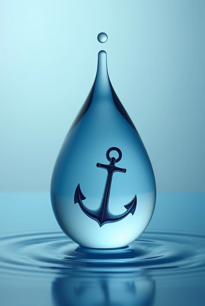 of blue water with an anchor inside the drop written Deeper