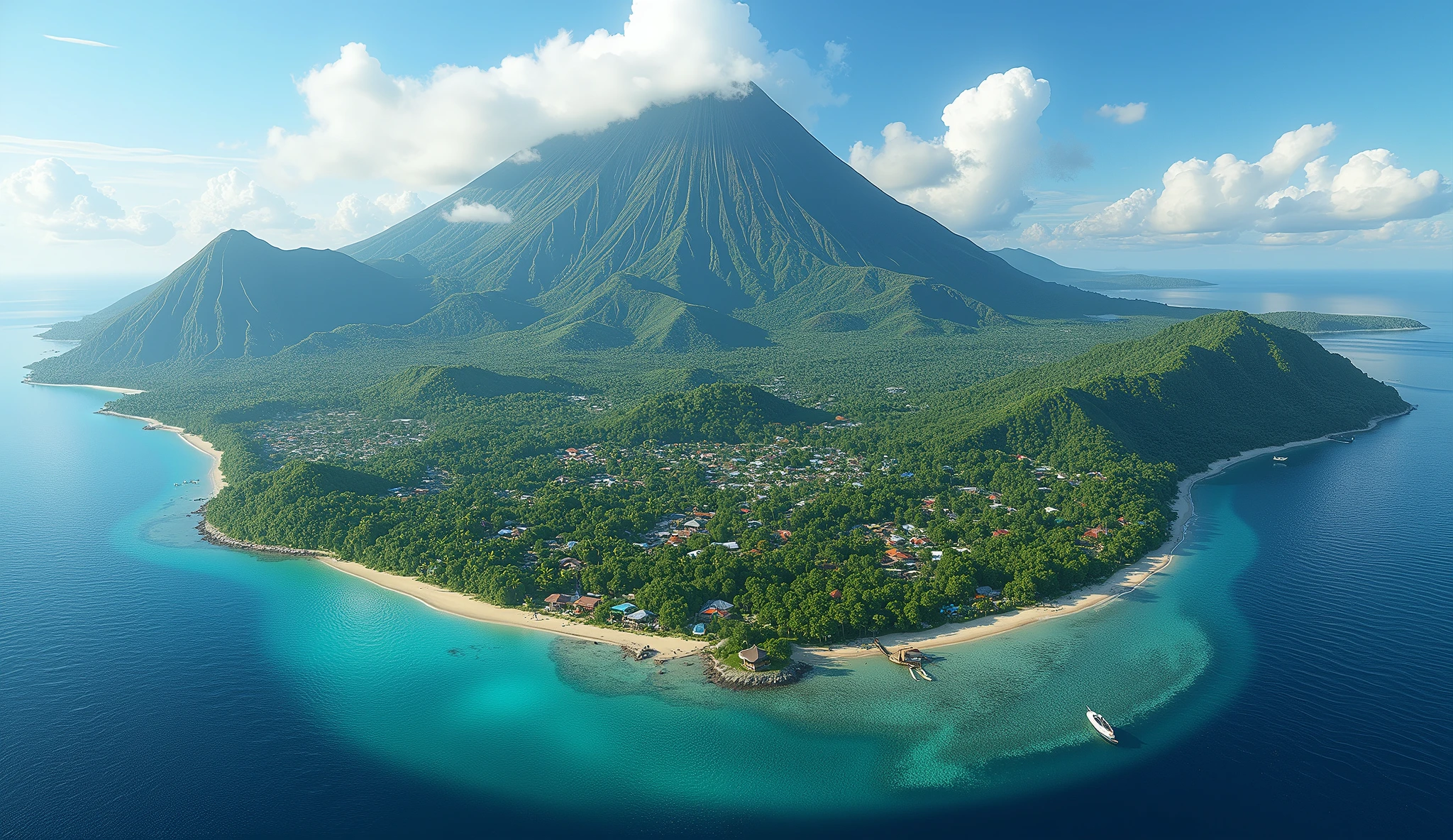 Ancient Ternate island, Maluku, Indonesia, hyper realistic, masterpiece, best quality, ultra-detailed, UHD, 64K