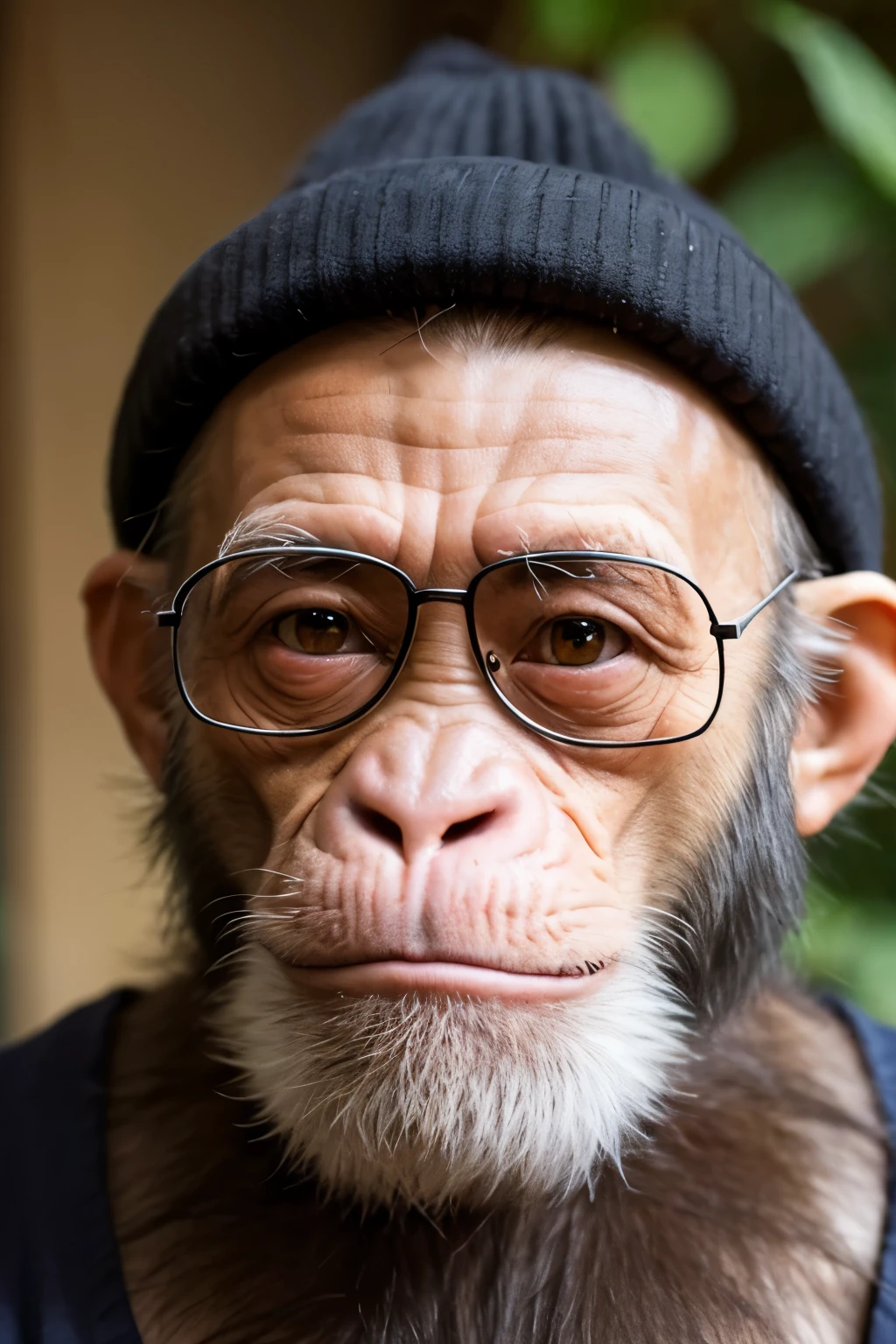 A bespectacled hipster chimpanzee, sad in a bar, plaid flannel shirt, dark environment, low lighting, intricate, volumetric light, discreet, film style, kodak film, film appearance, high resolution, photographic, photographic, hyper realistic, photorealistic, highly detailed