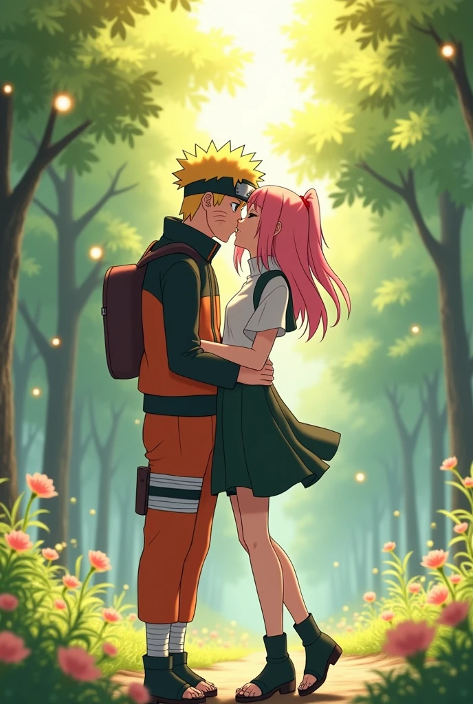 Naruto and Sakura Haruno kissing