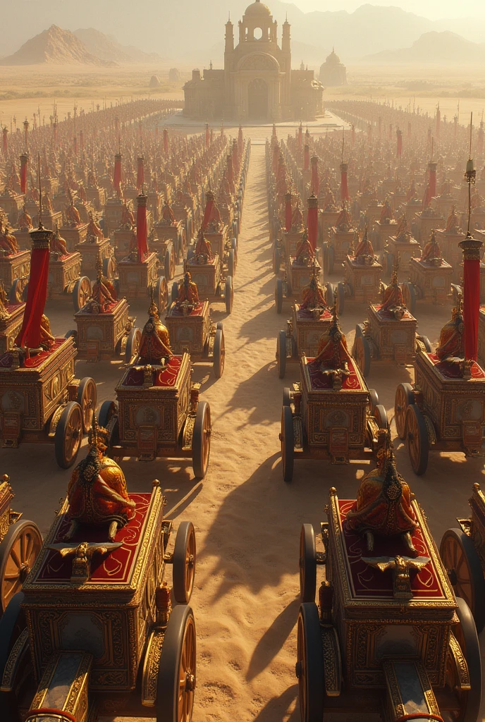 A big group of lot of chariots stayed in one place