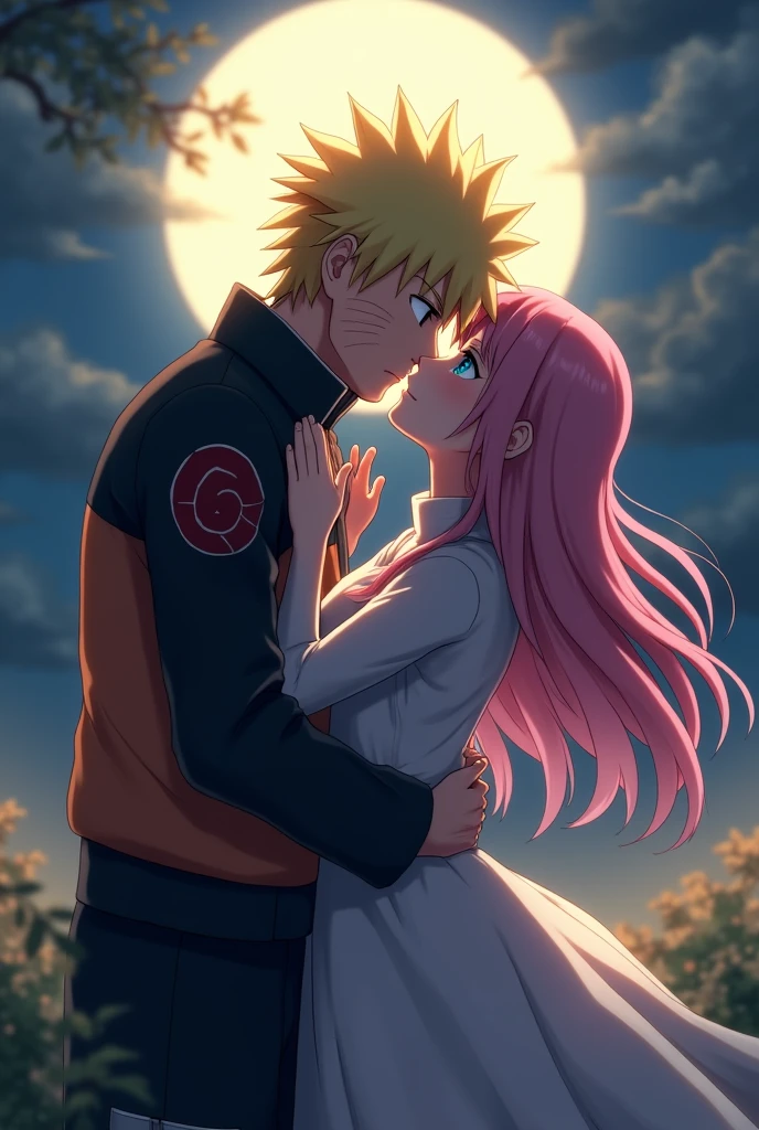 Naruto and Sakura Uchiha kissing