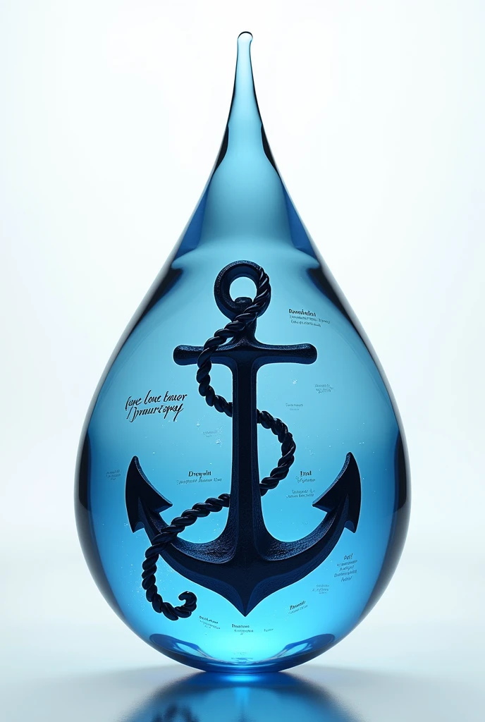 Blue water drop with anchor inside with writing .Deeper Drop Bag in Black Color