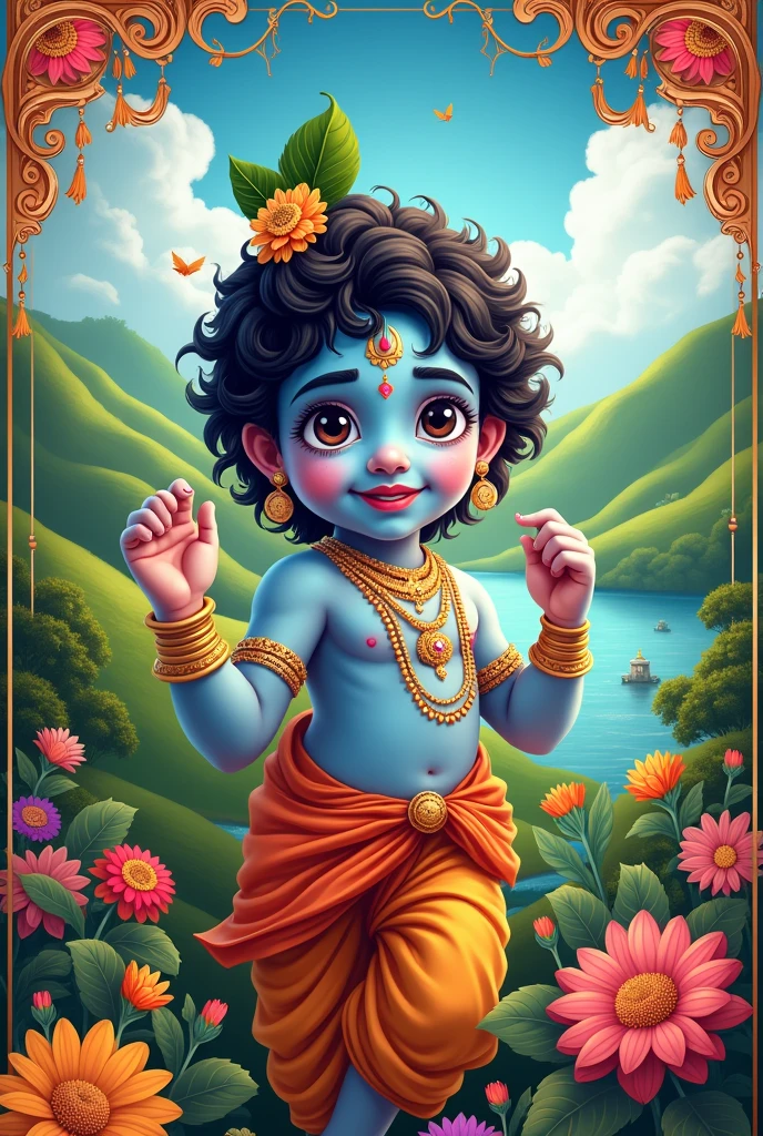 Make Janmashtami poster with name "paintwith_pari"
