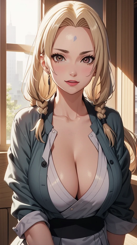 ((OFFICE SEXY TRAJE))(enormes tetas), escote, buena anatomia Film movie still, tsunade 、Se destaca、30 years、piel palida、sonrisas inocentes、(A detailed Face)、(piel detallada)、wet, Los detalles son complejos、Shallow depth oF Field、[volume Fog]、movie lighting、ReFlectors、una Canon EOS R5、lente de 50 mm、F / 2.8、shot at 8k resolution、de cerca, inside the room, escritorios, verdor, ((huge tits)), tongue out, tongue out, tongue out, makeup, light smile, wince, hair flower, maid headdress, jewelry, blunt bangs, braided ponytail, parted bangs, twin braids, very long hair, embarrassed, UHD, retina, super detail
