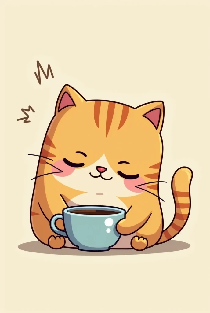 cat with a coffee animated picture that cat is sleep deprived too tired and want more coffee as a life support