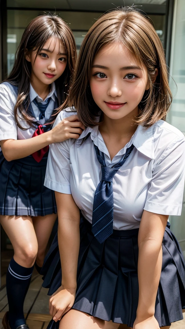 8K, RAW portrait of (Japan人女性),masterpiece、Photoreal:1.3、realistic, ultra high resolution, highest quality, real life photos ,( When evening comes :1.1),
((((2 girls:1.5)))), (((Two girls showing off their panties in the room)))、(beautiful face:1.1)、Japanの2 girls,((Two Japan High School Girls))、((2 real high school girls))、((Japan High School Uniforms:1.6))、In the classroom、 ((dark brown eyes:1.2))、(real skin texture:1.3)、(An immersive atmosphere:0.8、chiaroscuro:1.2) 、(look viewer:1.3)、((embarrassed look))、((blush:1.3))、((from belowの天井:1.2))、(smile:1.2)、((((wearing very small silk panties))))、((panty shot))、((Woman rolling up her skirt))、((from below:1.15))、((panties close up:1.42))、((panty shot))、((Japan&#39;cutest high school girl:1.4))、((spread your legs to the side:1.4))