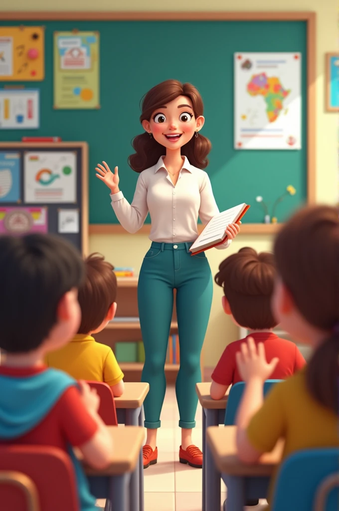 Primary school teacher, happy teaching. With 30 students