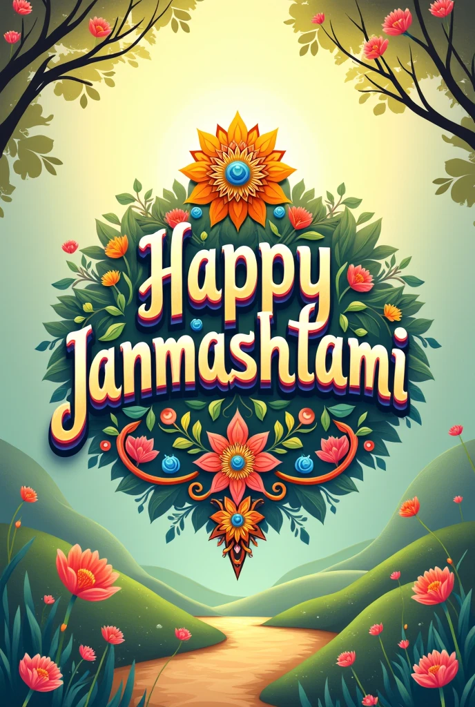 Happy Janmashtami logo in writing " Happy Janmashtami "
