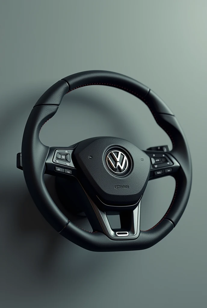Image of a Volkswagen steering wheel tilted to the right without the driver's hands