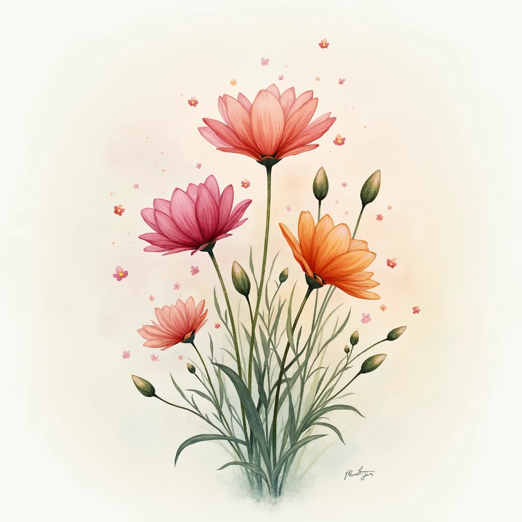 Watercolor flowers are losing their color