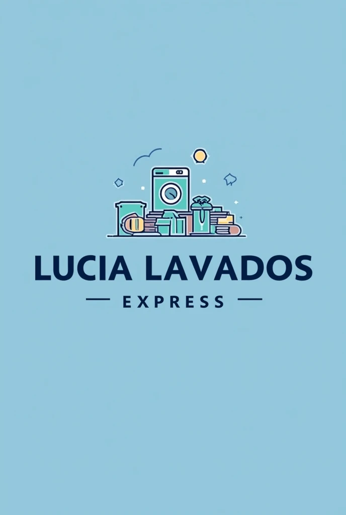 Create a logo for a laundry with the name Lucia Lavados Express that has laundry items without backgrounds