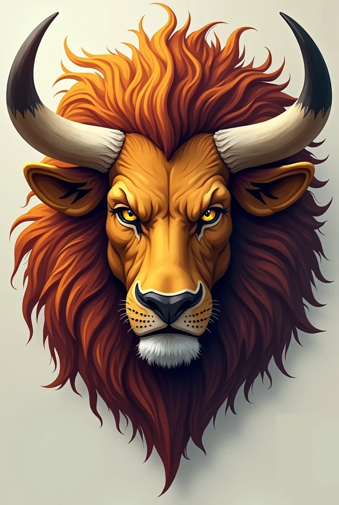 Make me an animal that is a bull and a lion, but I only want its face, no body, don&#39;t do it like in real life 