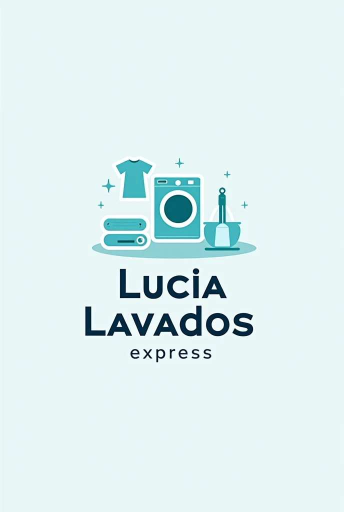 Create a logo for a laundry with the name Lucia Lavados Express that has laundry items without backgrounds 