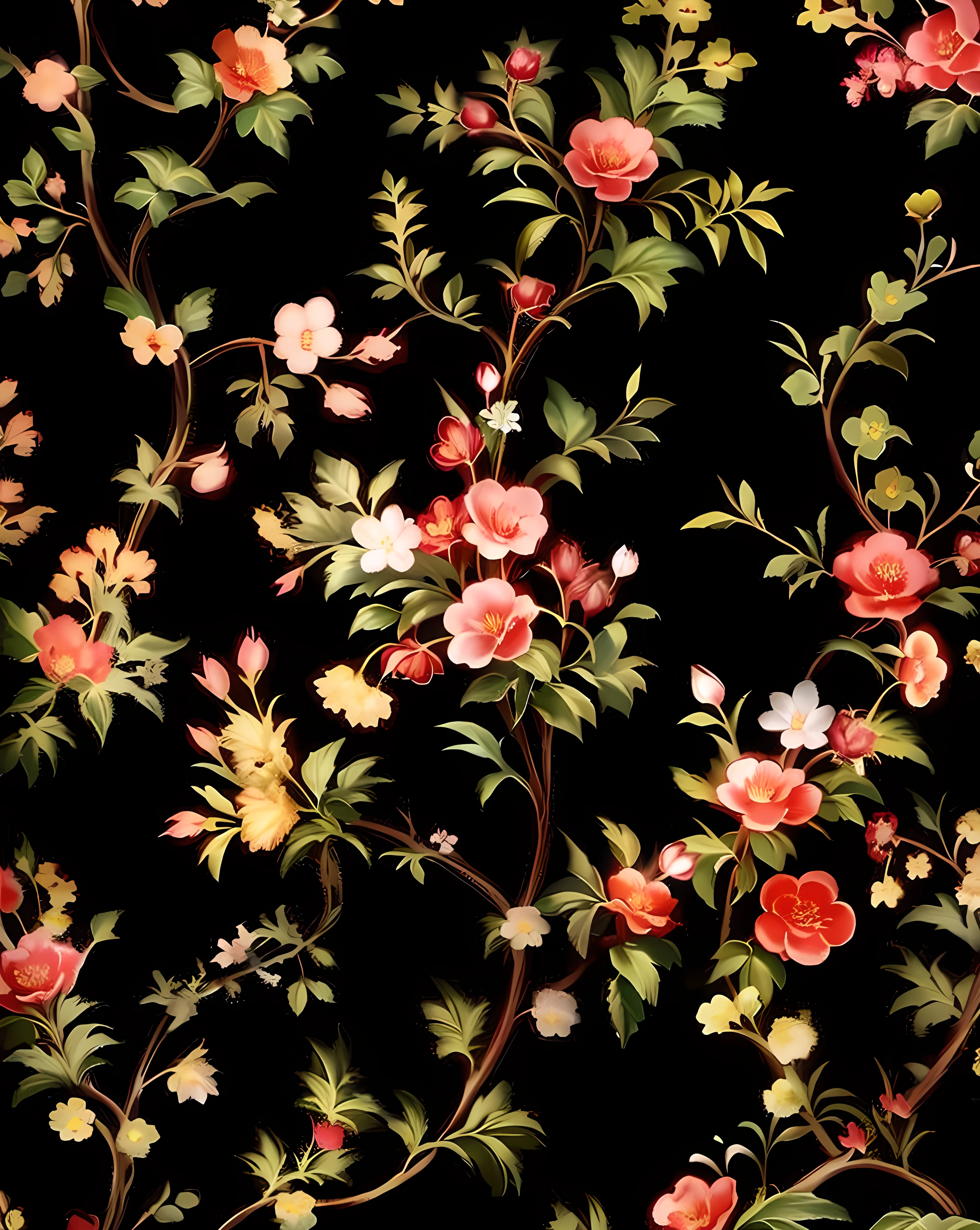 black background close-up,There is a flower on it, Gorgeous wallpaper, papel de parede florals, Oriental wallpaper, Dark floral pattern wallpaper, Chinese style pattern, florals pattern, florals ornamentado, Colorful flowers, florals!, wallpaper, black background, Beautiful wallpaper, black background, Chinese style wallpaper, florals patterned skin, florals pattern clothes "