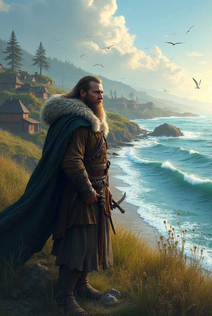 Scene 1: Viking village in the morning (The sound of the sea and the wind)
Eric: (Looking at the sea) Today is a good day to set off. I believe we will win against our enemies.