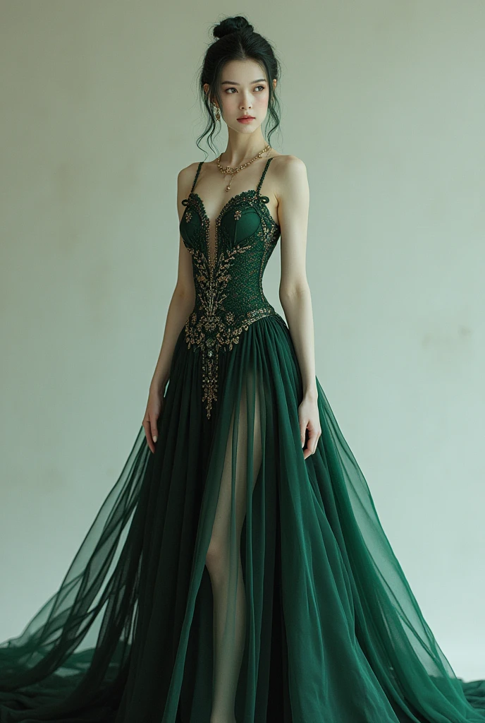 Poison Ivy (long green evening dress, over exposed, safe for work), stealing all the attention, formal affair, lots of flowers