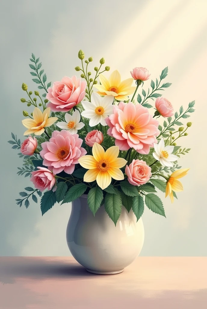 Flowers in a flower pot aesthetic painting