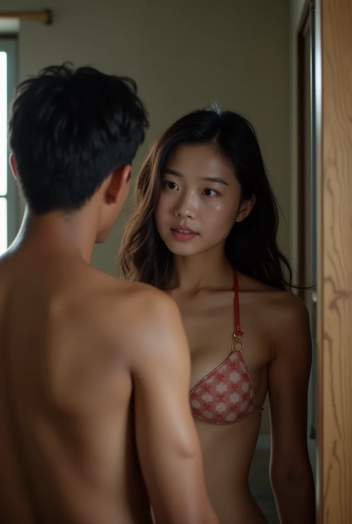 Young Japanese woman having sex with people watching and without clothes with many black men raping her