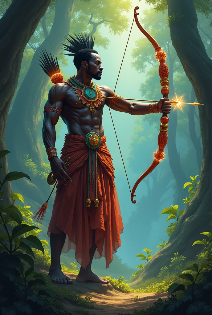 Orisha Oxossi shooting the arrow