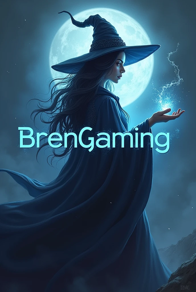 Gamer logo with the name BRENGAMING, with a witch in the background